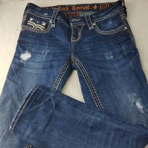 Rock Revival Women's Blue Jeans Crop